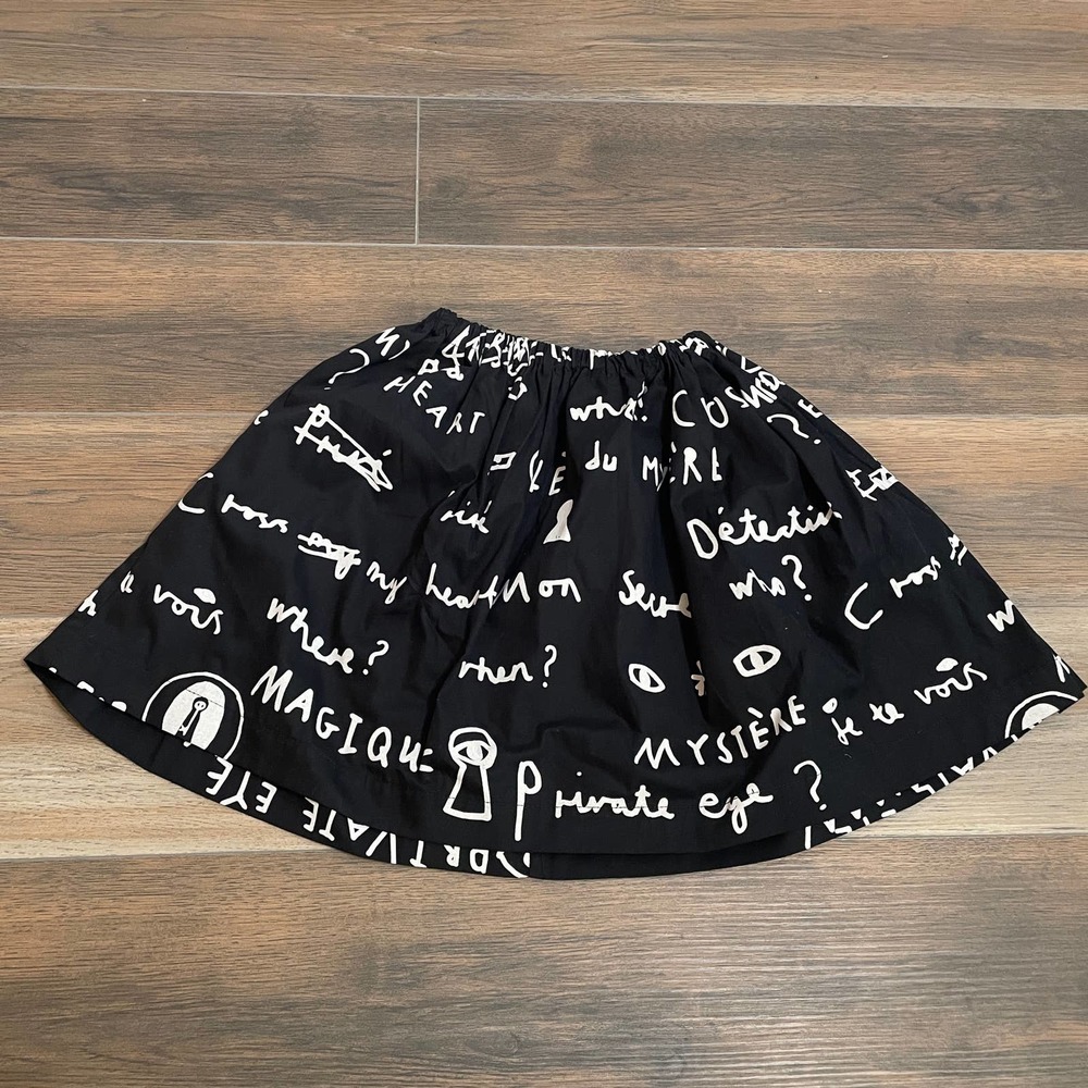 Beau Loves Girls Kids 4-5 Long A-Line Notebook Skirt Black Cotton Elastic Waist - Picture 1 of 6